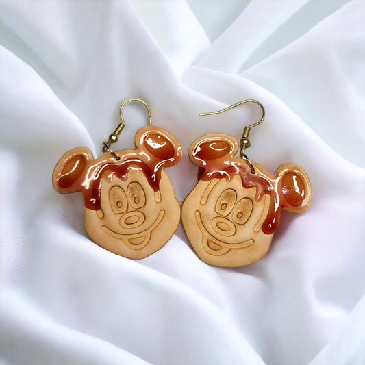 Mouse Shaped Pancake, Clay Earrings, Magic Earrings, Orlando Vacation Earrings, Pancake Earrings, Magic Park Outfit, Custom Earrings