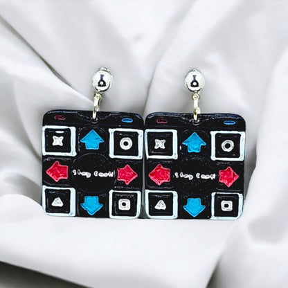 DDR Earrings, Dance Revolution Earrings, Gaming Earrings, Gamer Earrings, Clay Earrings, Hypoallergenic Earrings, Lightweight Earrings