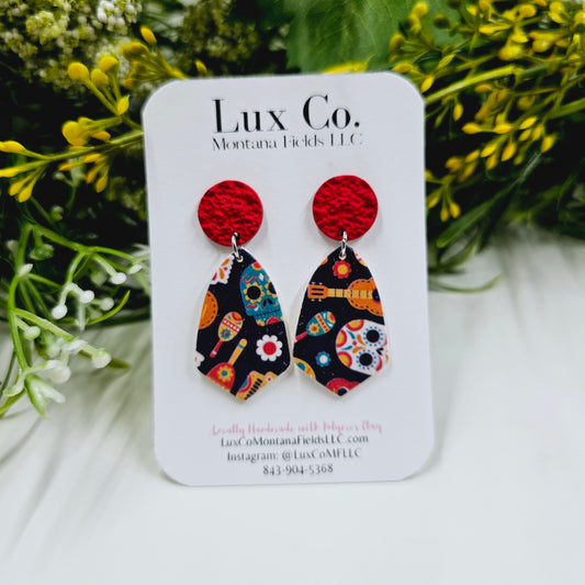 Sugar Skull / Musicical Polymer Clay Earrings Matte