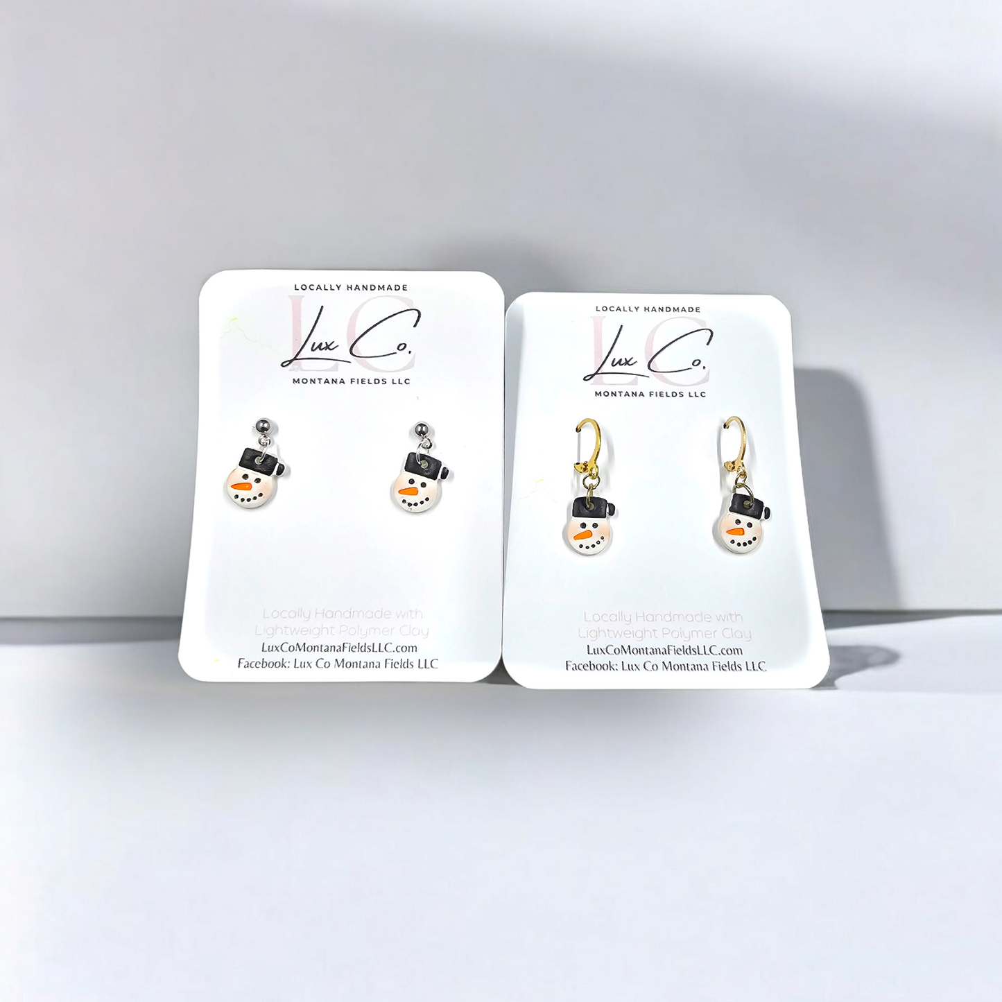 Mini Snowmen Handmade Earrings - Clay Earrings - Lightweight Earrings