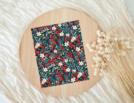 Red and Green Floral Water-Soluble Transfer Papers