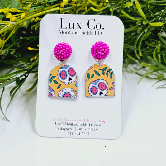 Sugar Skull Polymer Clay Earrings Matte