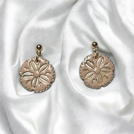 Golden Sand Dollar "Sandy Dolla" - Polymer Clay Earrings