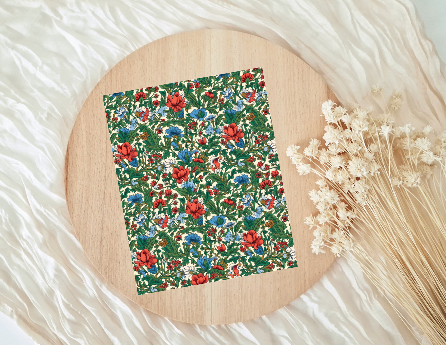 Blue, Red, Green Floral Water-Soluble Transfer Papers