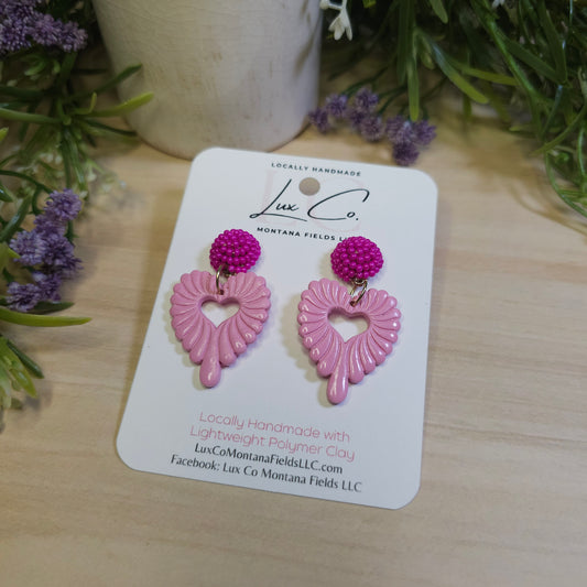 Decorative Heart- Polymer Clay Earrings Handmade