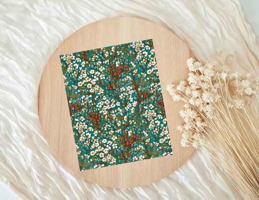 White Sakura with Blue and Green Water-Soluble Transfer Papers