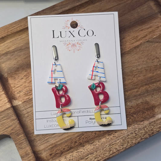 "ABC" Teaching Polymer Clay Earrings with apple and pencil detail