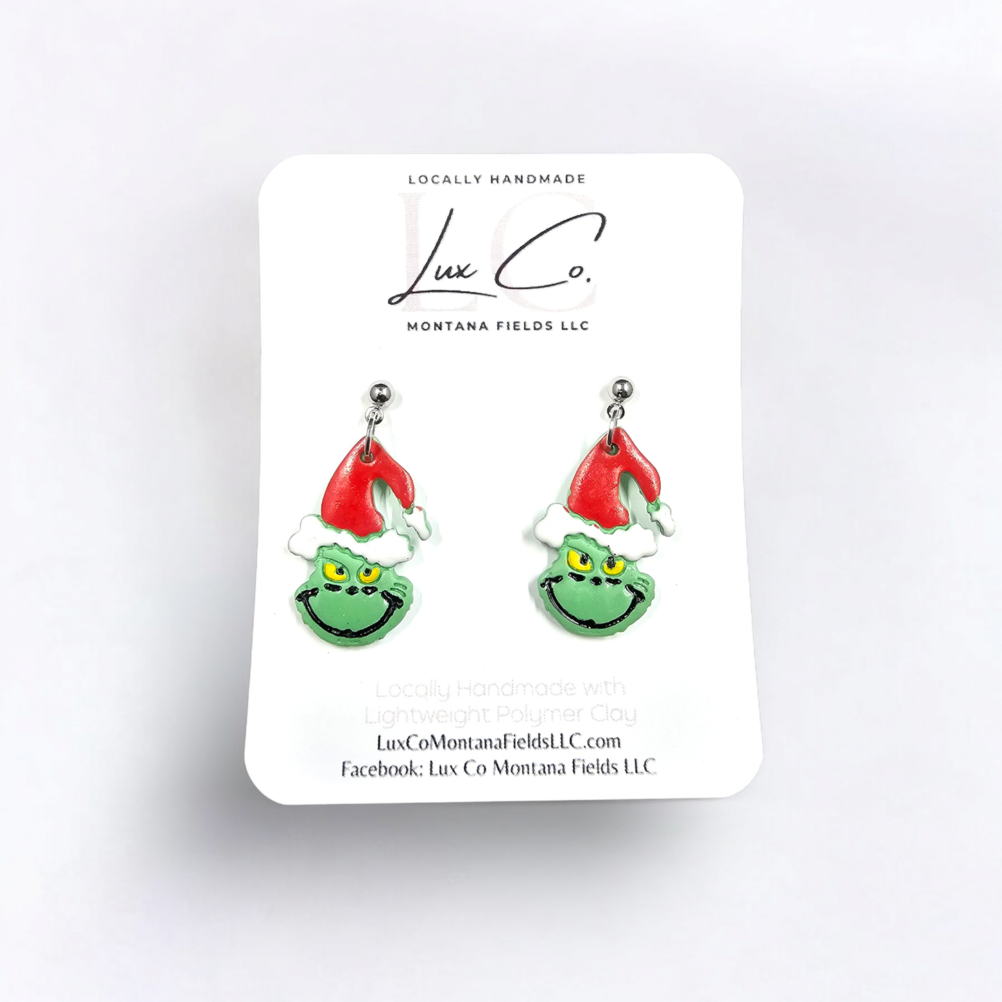 Green "Who" Handmade Earrings - Clay Earrings - Lightweight Earrings